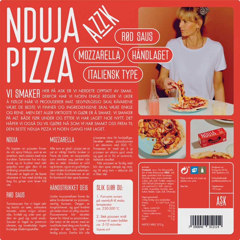 Nduja frossen Pizza